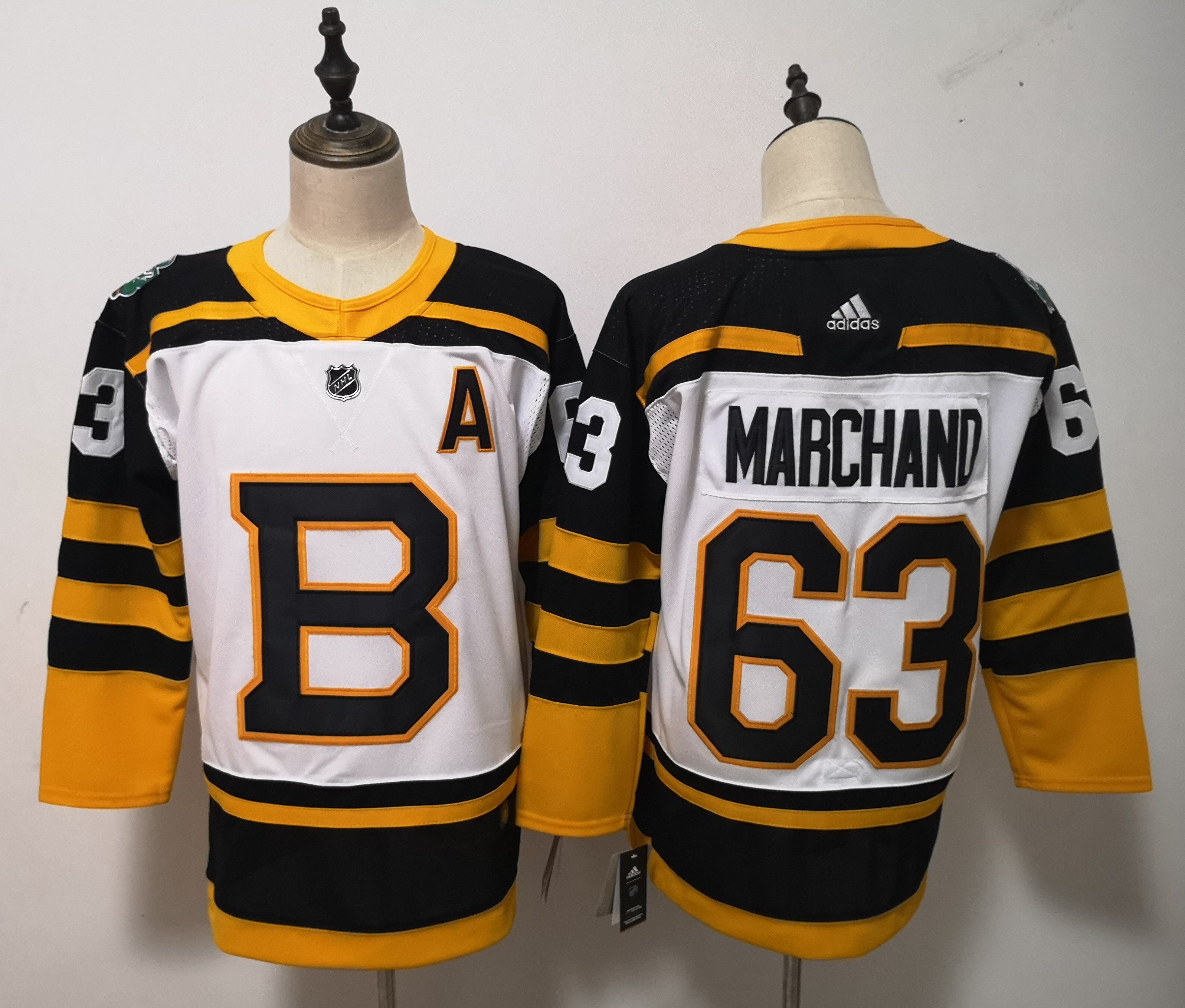 Men Boston Bruins #63 Marchand White Adidas Authentic Winter Classic NHL Jersey->boston bruins->NHL Jersey